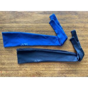 JUNK Brands Flex Tie Back Headband LOT 2 Navy Black Reversible Moisture Wick